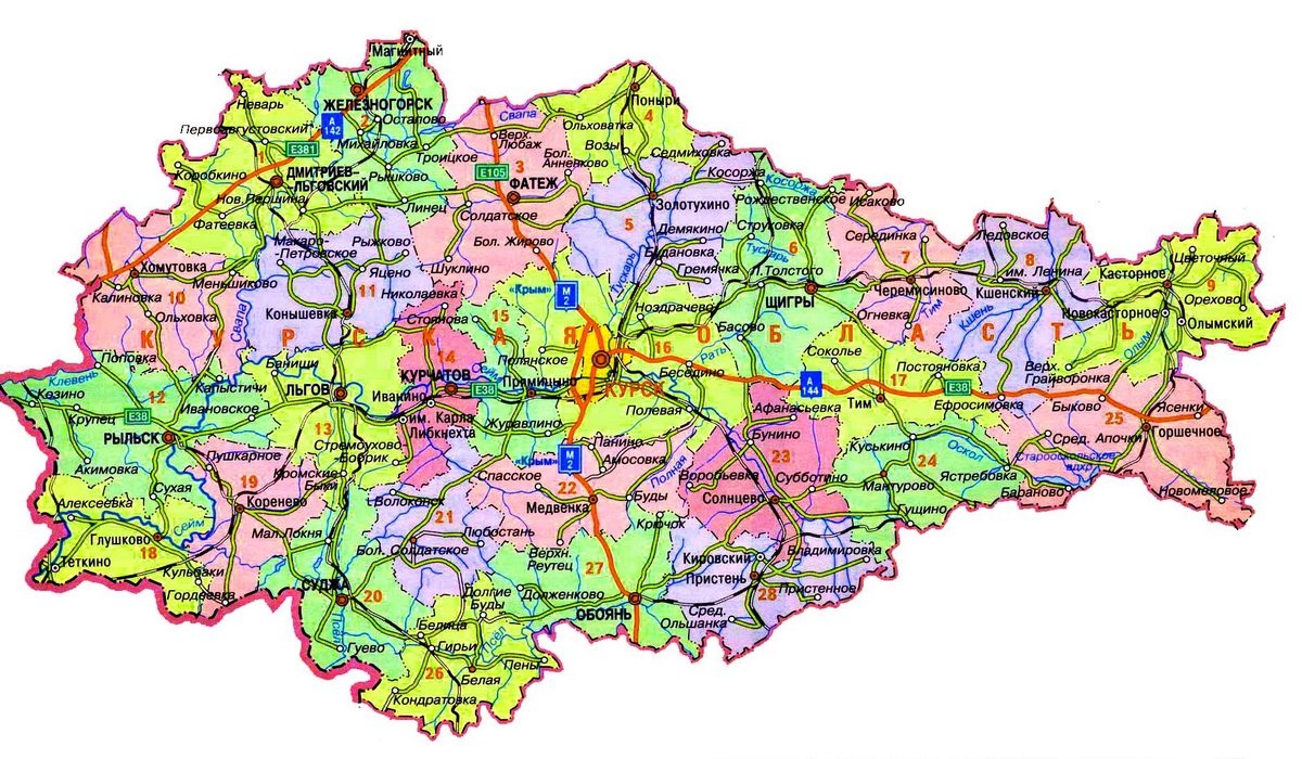 Карта курской области с поселками
