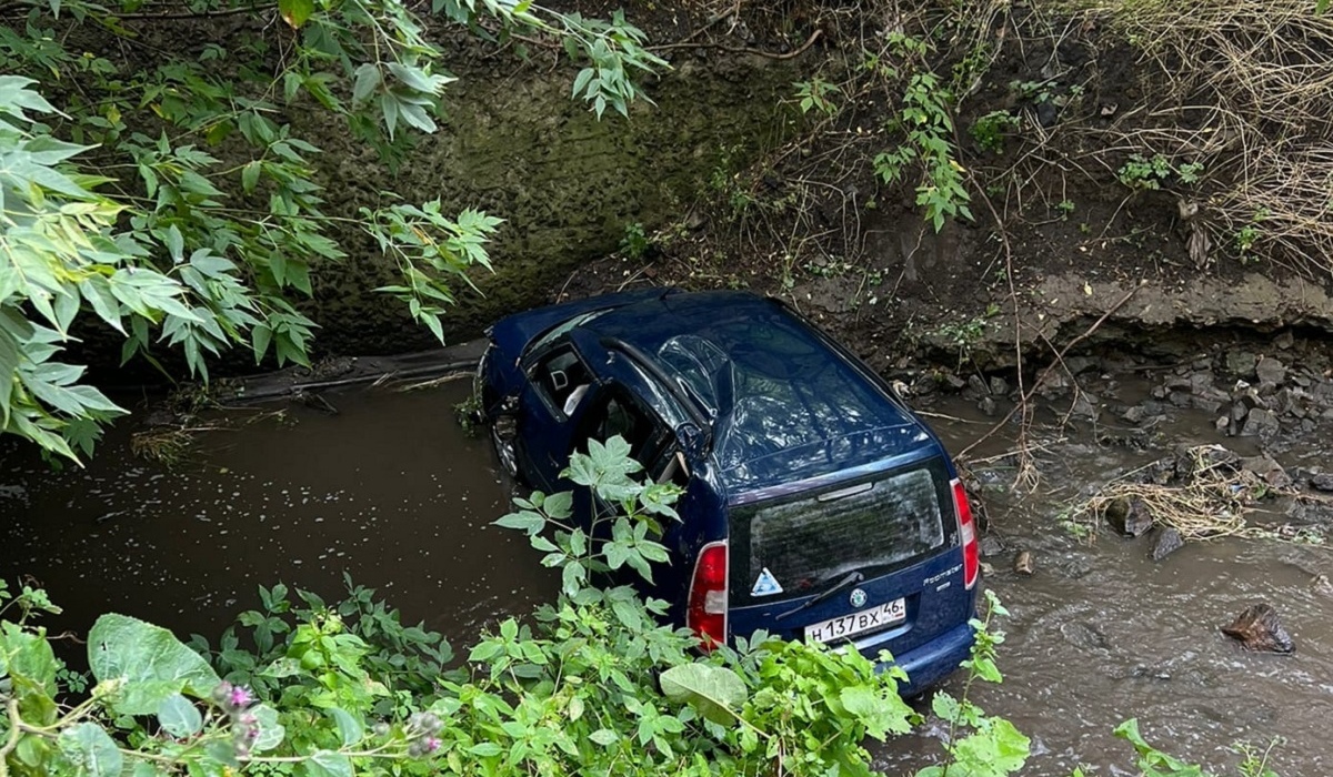 В центре Курска автомобиль упал в реку