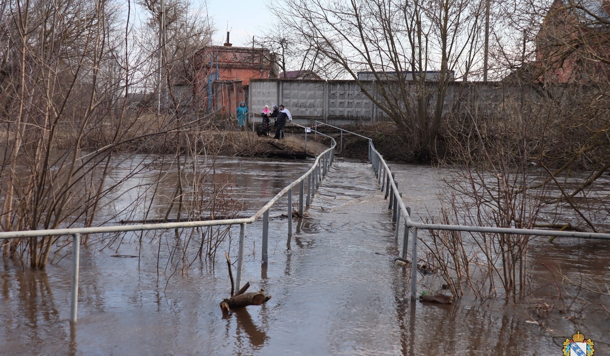 В Курске из-за подъема уровня воды на реках закрыты пешеходные мосты