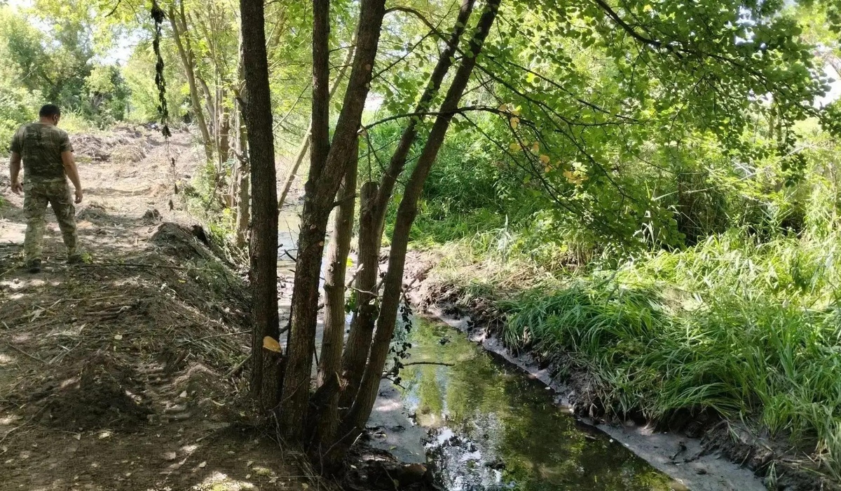 В Курске проверили ход прочистки водоотводной канавы на улице Городской