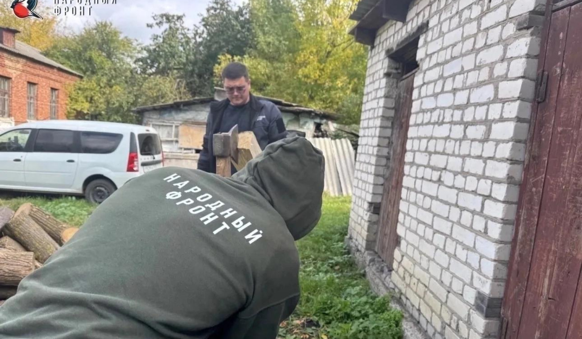 Курская молодежка ОНФ помогла матери погибшего участника СВО наколоть дрова